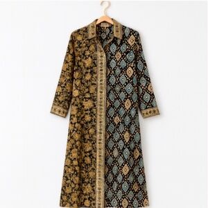 Pahiesa Formentera 100% Silk Bohemian Long Tunic Dress